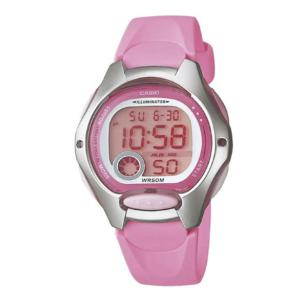 Reloj de pulsera con correa de Resina Rosado con esfera de color Gris con estilo Deportivo resistencia al agua de 50metros