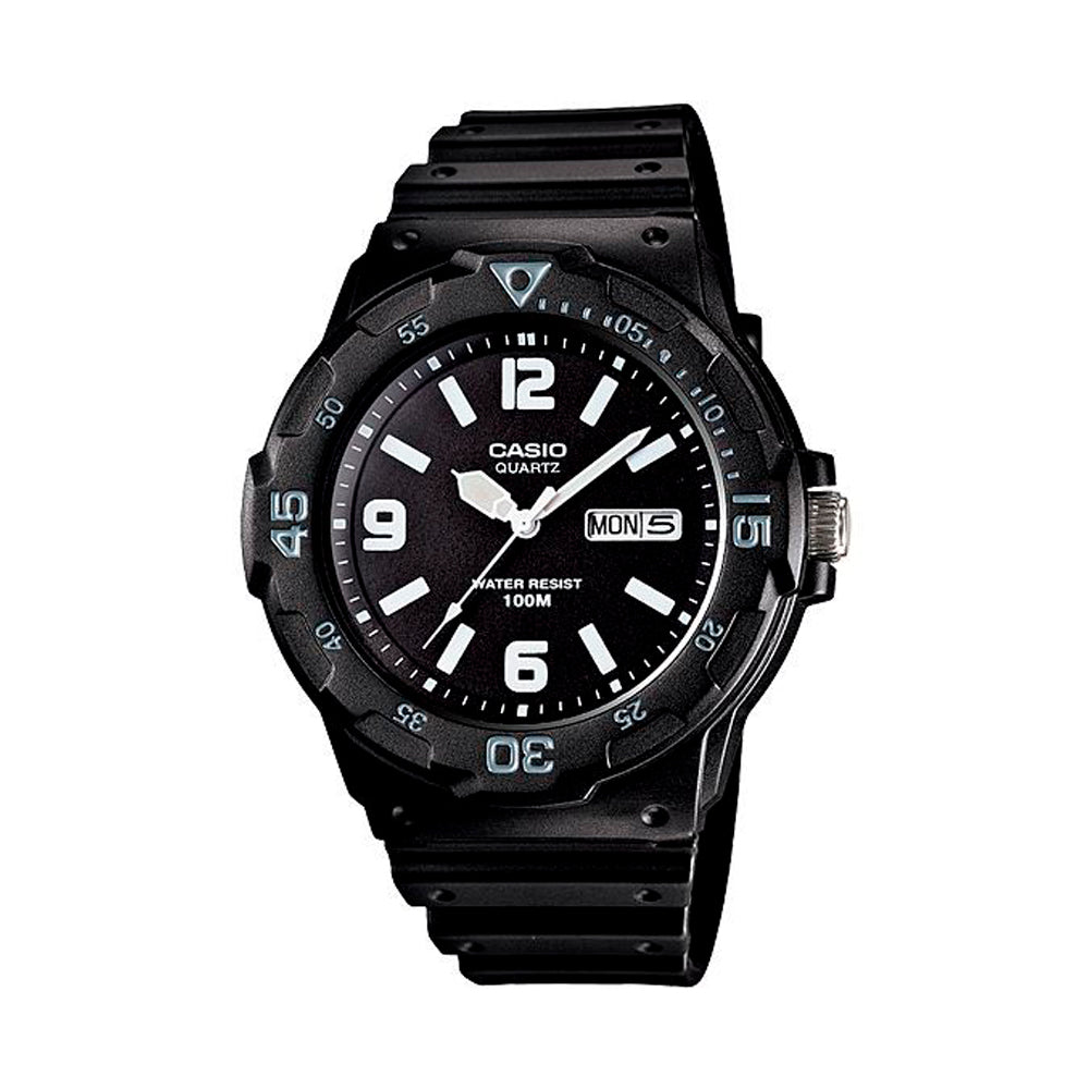 Reloj de pulsera con correa de Resina Negro con esfera de color Negro con estilo Deportivo resistencia al agua de 100metros