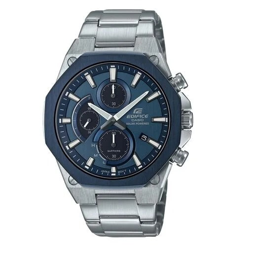 Reloj de pulsera con correa de Acero inoxidable Plateado con esfera de color Azul con estilo Deportivo resistencia al agua de 100metros