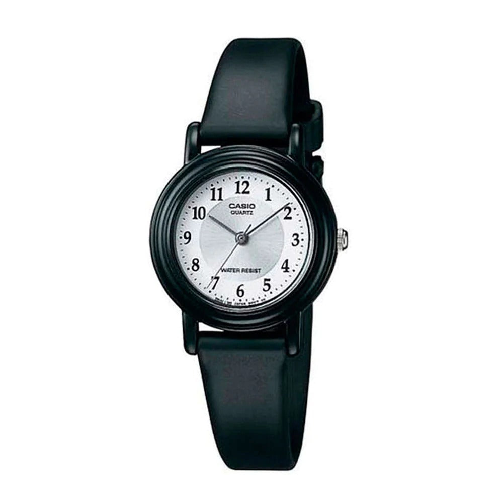Reloj de pulsera con correa de Resina Negro con esfera de color Plateado con estilo Vintage resistencia al agua de 30 metros