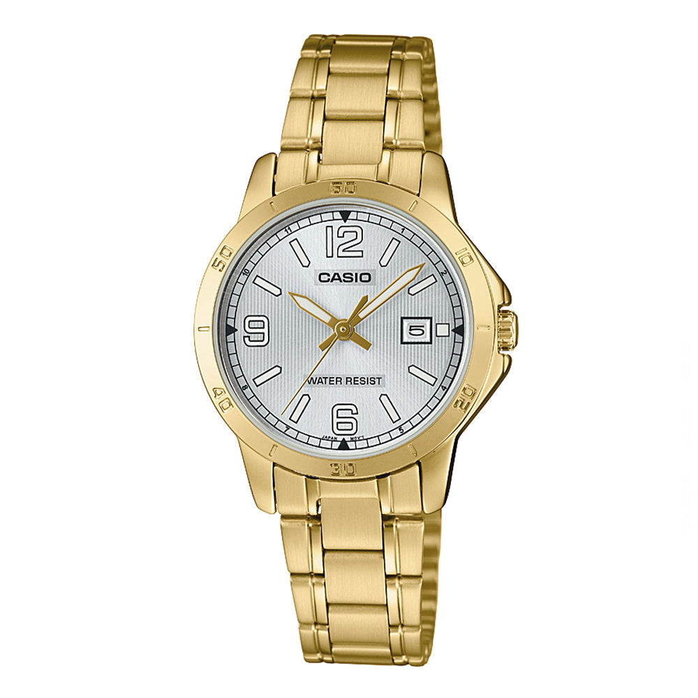 Reloj de pulsera con correa de Acero inoxidable Dorado con esfera de color Plateado con estilo Clásico resistencia al agua de 30 metros