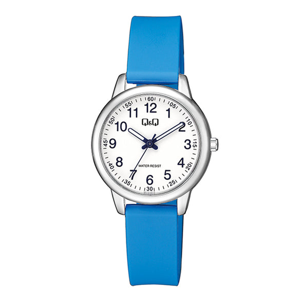 Reloj de pulsera con correa de Resina Azul con esfera de color Blanco con estilo Fashion resistencia al agua de 30 metros
