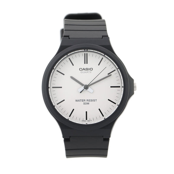 Reloj de pulsera con correa de Resina Negro con esfera de color Blanco con estilo Clásico resistencia al agua de 50metros
