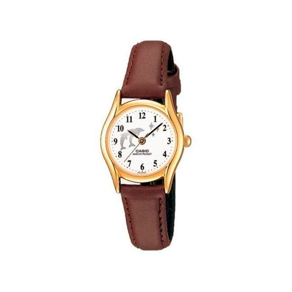 Reloj de pulsera con correa de Cuero Café con esfera de color Blanco con estilo Clásico resistencia al agua de 30 metros