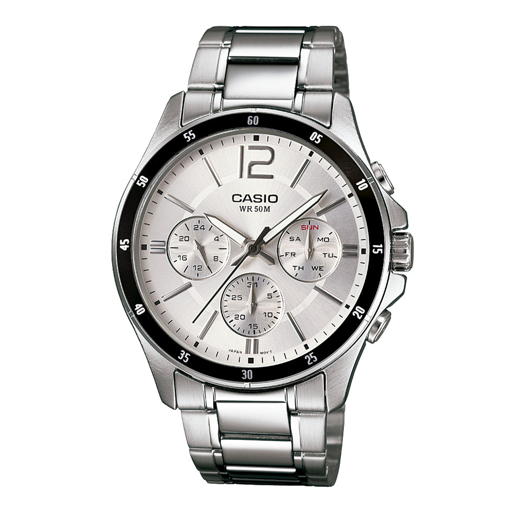 Reloj de pulsera con correa de Acero inoxidable Plateado con esfera de color Negro con estilo Clásico resistencia al agua de 50metros