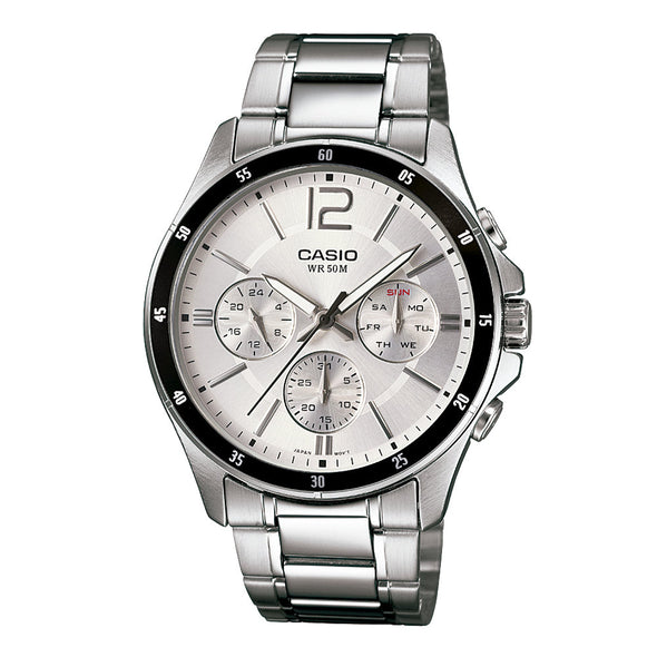 Reloj de pulsera con correa de Acero inoxidable Plateado con esfera de color Negro con estilo Clásico resistencia al agua de 50metros