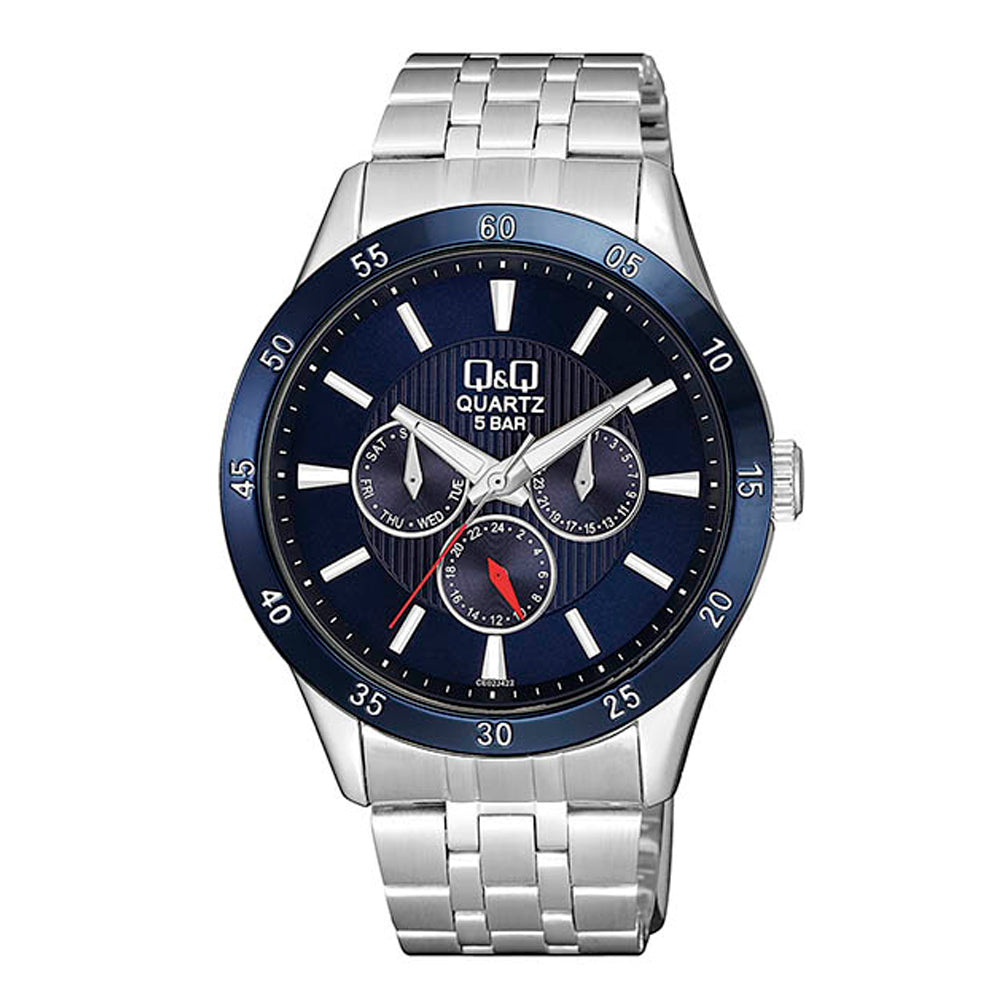 Reloj de pulsera con correa de Acero inoxidable Plateado con esfera de color Azul con estilo Fashion resistencia al agua de 50metros