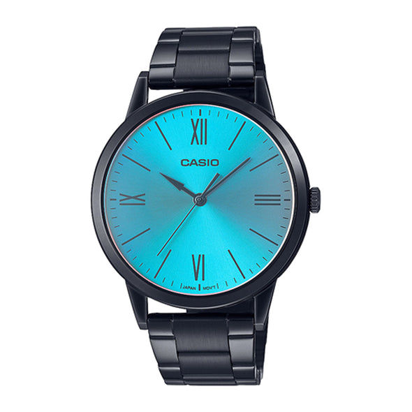 Reloj de pulsera con correa de Acero inoxidable Negro con esfera de color Azul con estilo Casual resistencia al agua de 30 metros