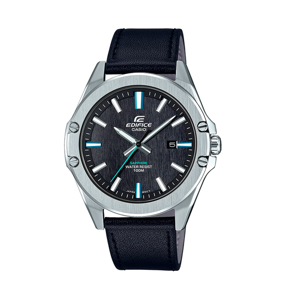 Reloj de pulsera con correa de Cuero Negro con esfera de color Negro con estilo Casual resistencia al agua de 100metros