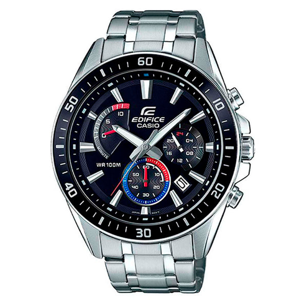 Reloj de pulsera con correa de Acero inoxidable Plateado con esfera de color Negro con estilo Deportivo resistencia al agua de 100metros