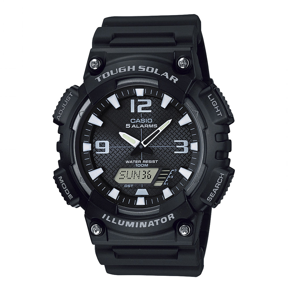 Reloj de pulsera con correa de Resina Negro con esfera de color Negro con estilo Deportivo resistencia al agua de 100metros