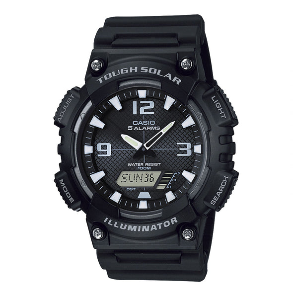 Reloj de pulsera con correa de Resina Negro con esfera de color Negro con estilo Deportivo resistencia al agua de 100metros