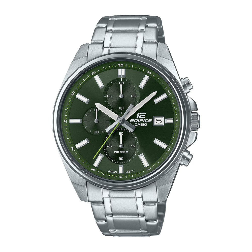 Reloj de pulsera con correa de Acero inoxidable Plateado con esfera de color Verde con estilo Deportivo resistencia al agua de 100metros