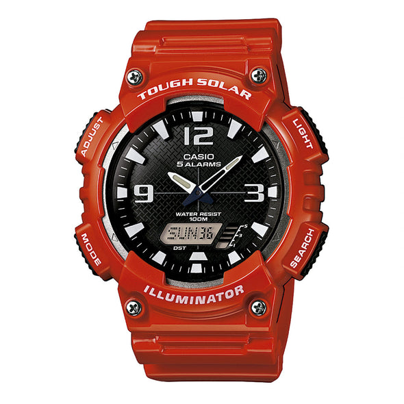 Reloj de pulsera con correa de Resina Rojo con esfera de color Negro con estilo Deportivo resistencia al agua de 100metros
