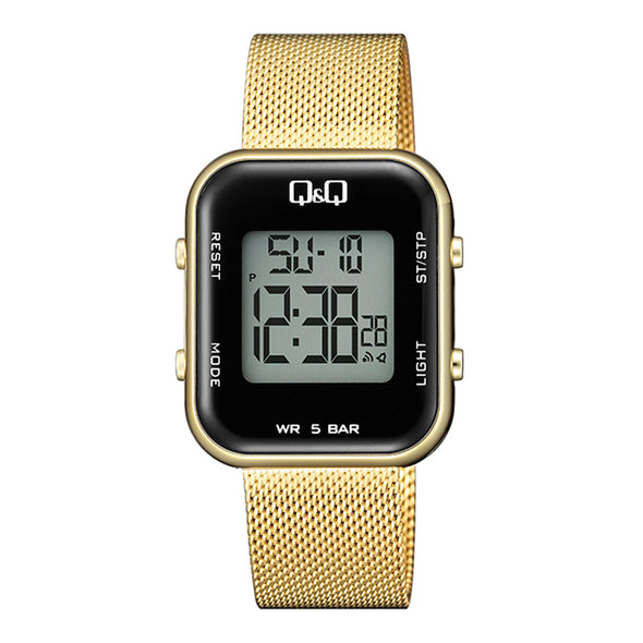 Reloj de pulsera con correa de Acero inoxidable Dorado con esfera de color Digital con estilo Deportivo resistencia al agua de 50metros