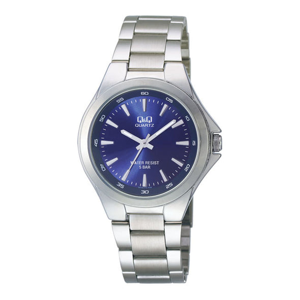 Reloj de pulsera con correa de Acero inoxidable Plateado con esfera de color Azul con estilo Clásico resistencia al agua de 50metros