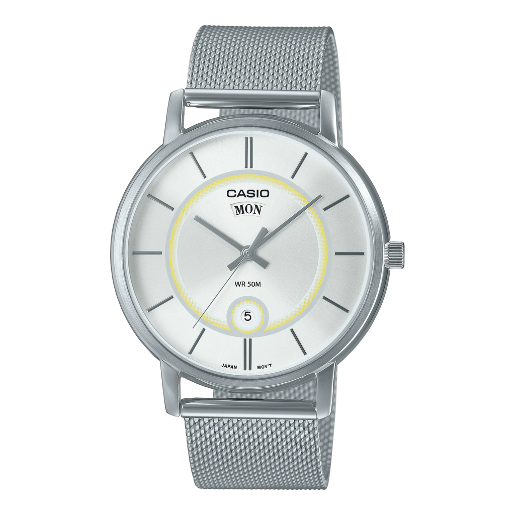 Reloj de pulsera con correa de Acero inoxidable Plateado con esfera de color Blanco con estilo Clásico resistencia al agua de 50metros
