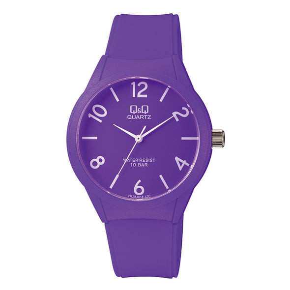 Reloj de pulsera con correa de Resina Morado con esfera de color Morado con estilo Fashion resistencia al agua de 100metros
