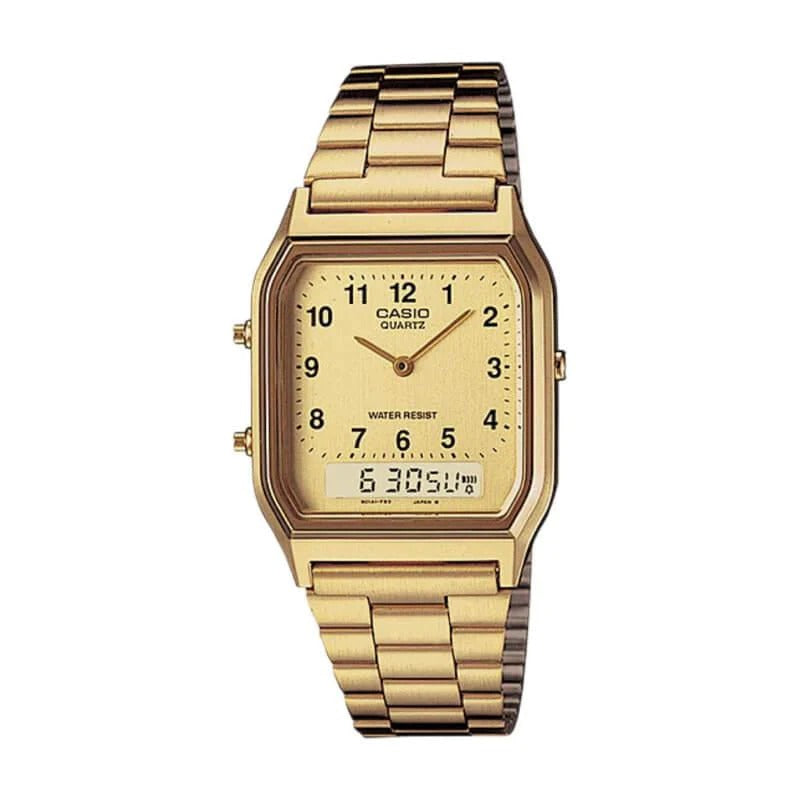 Reloj de pulsera con correa de Acero inoxidable Dorado con esfera de color Dorado con estilo Vintage resistencia al agua de 30 metros
