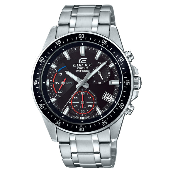 Reloj de pulsera con correa de Acero inoxidable Plateado con esfera de color Negro con estilo Deportivo resistencia al agua de 100metros