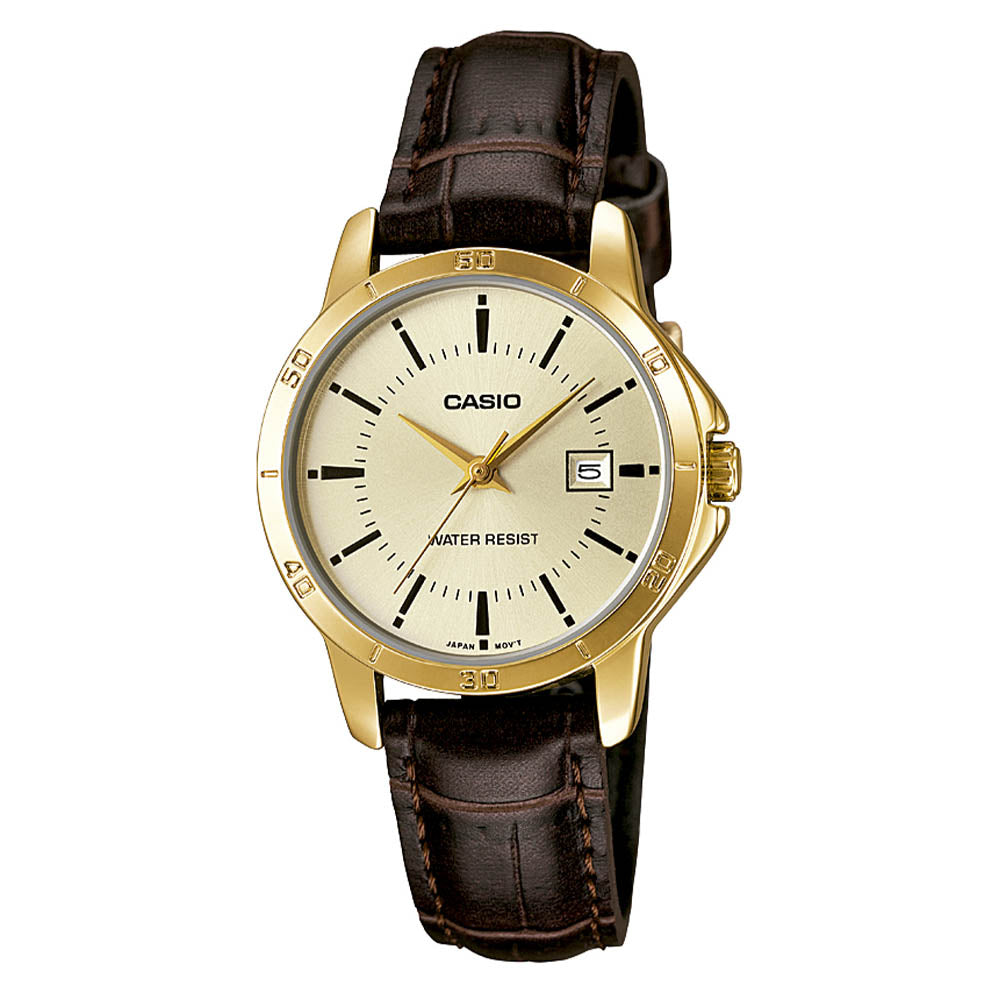 Reloj de pulsera con correa de Cuero Café con esfera de color blanco con estilo Clasico resistencia al agua de 30 metros