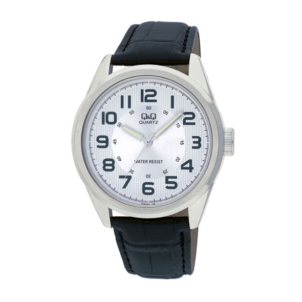 Reloj de pulsera con correa de Cuero Negro con esfera de color Blanco con estilo Casual resistencia al agua de 30 metros