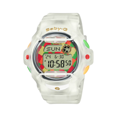 Reloj de pulsera con correa de Resina Blanco con esfera de color Multicolor con estilo Casual resistencia al agua de 200metros