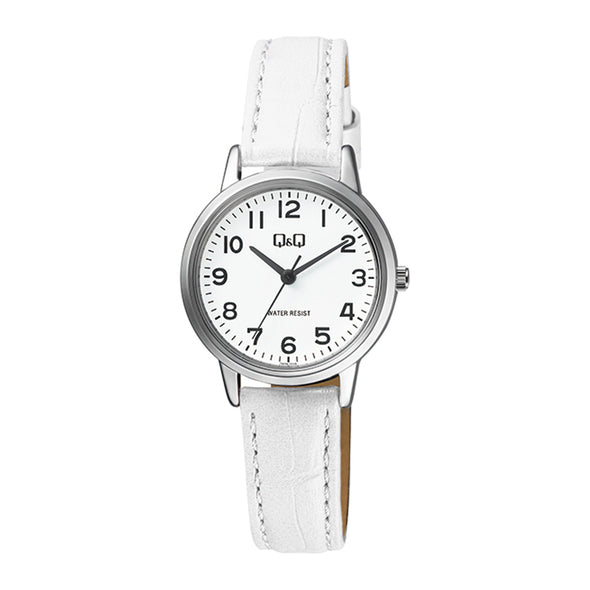 Reloj de pulsera con correa de Cuero Blanco con esfera de color Blanco con estilo Fashion resistencia al agua de 30 metros