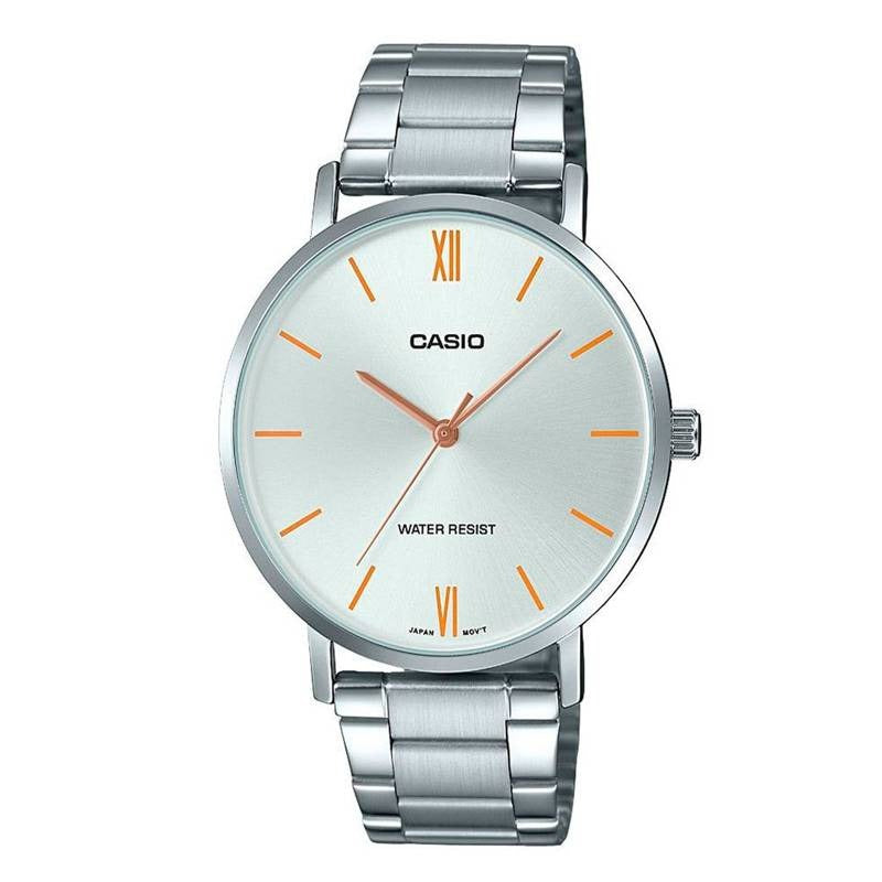 Reloj de pulsera con correa de Acero inoxidable Plateado con esfera de color Blanco con estilo Clásico resistencia al agua de 30 metros