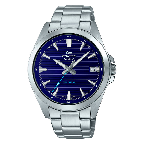 Reloj de pulsera con correa de Acero inoxidable Plateado con esfera de color Azul con estilo Clásico resistencia al agua de 100metros