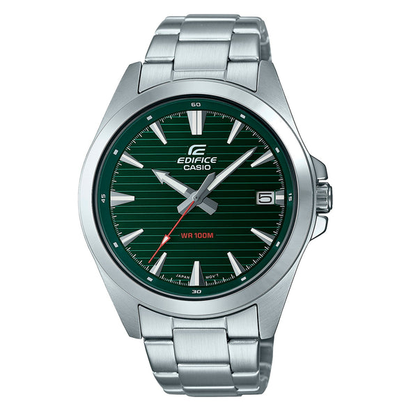 Reloj de pulsera con correa de Acero inoxidable Plateado con esfera de color Verde con estilo Clásico resistencia al agua de 100metros
