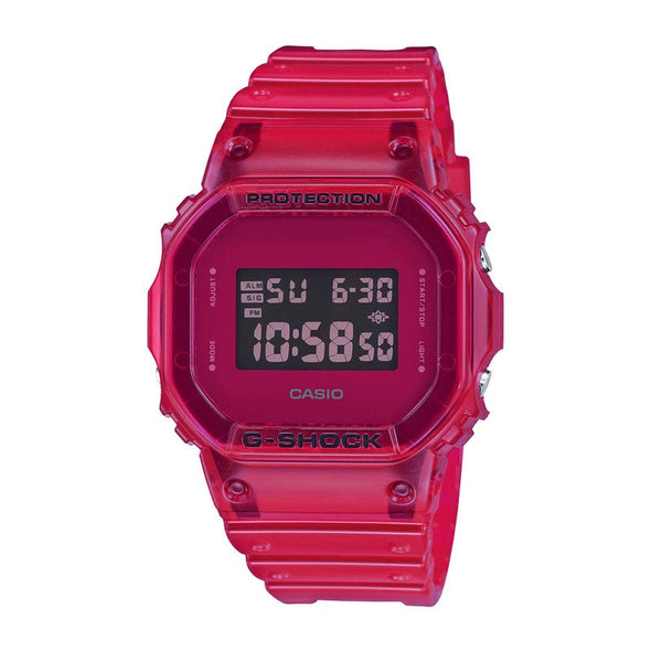 Reloj de pulsera con correa de Resina Transparente con esfera de color Rojo con estilo Fashion resistencia al agua de 200metros