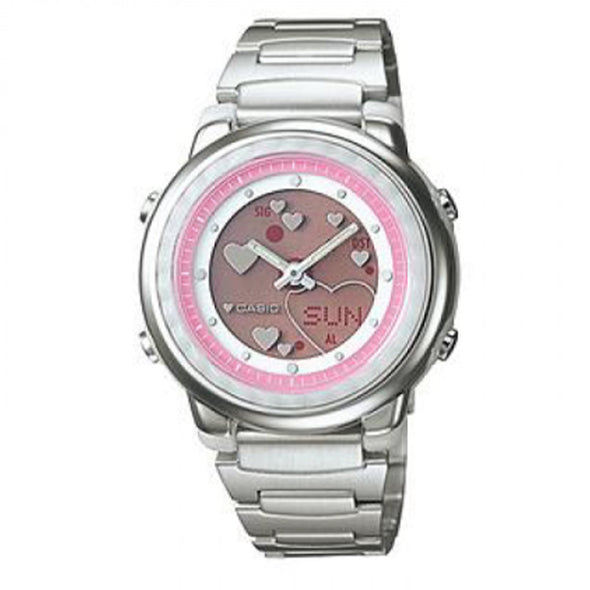 Reloj de pulsera con correa de Acero inoxidable Plateado con esfera de color Rosado con estilo Vintage resistencia al agua de 50metros