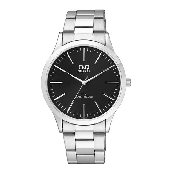 Reloj de pulsera con correa de Acero inoxidable Plateado con esfera de color Negro con estilo Casual resistencia al agua de 30 metros