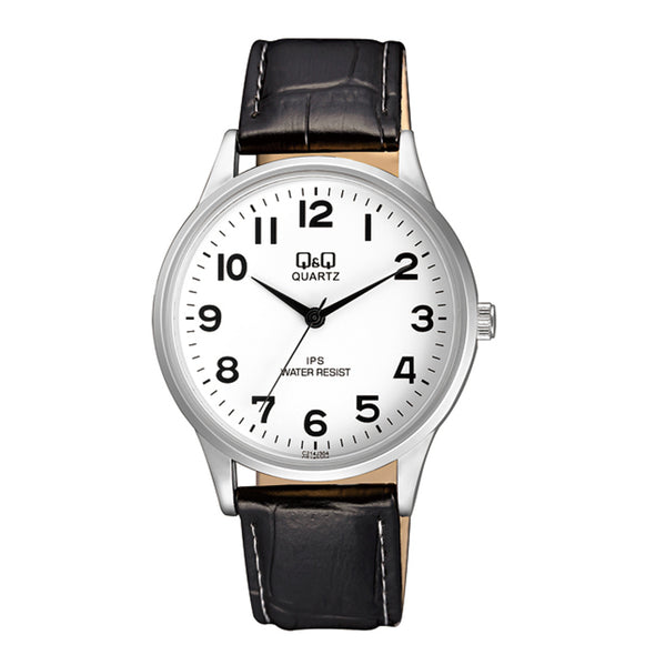 Reloj de pulsera con correa de Cuero Negro con esfera de color Blanco con estilo Casual resistencia al agua de 30 metros