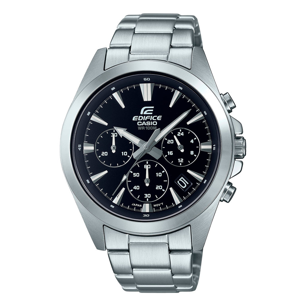 Reloj de pulsera con correa de Acero inoxidable Plateado con esfera de color Negro con estilo Deportivo resistencia al agua de 100metros
