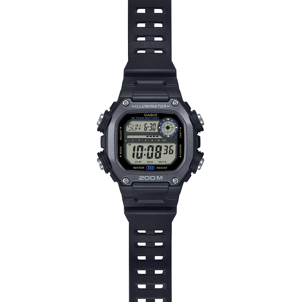 Reloj de pulsera con correa de Resina Negro con esfera de color Gris con estilo Deportivo resistencia al agua de 200metros