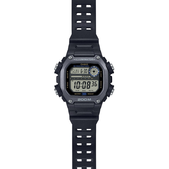 Reloj de pulsera con correa de Resina Negro con esfera de color Gris con estilo Deportivo resistencia al agua de 200metros