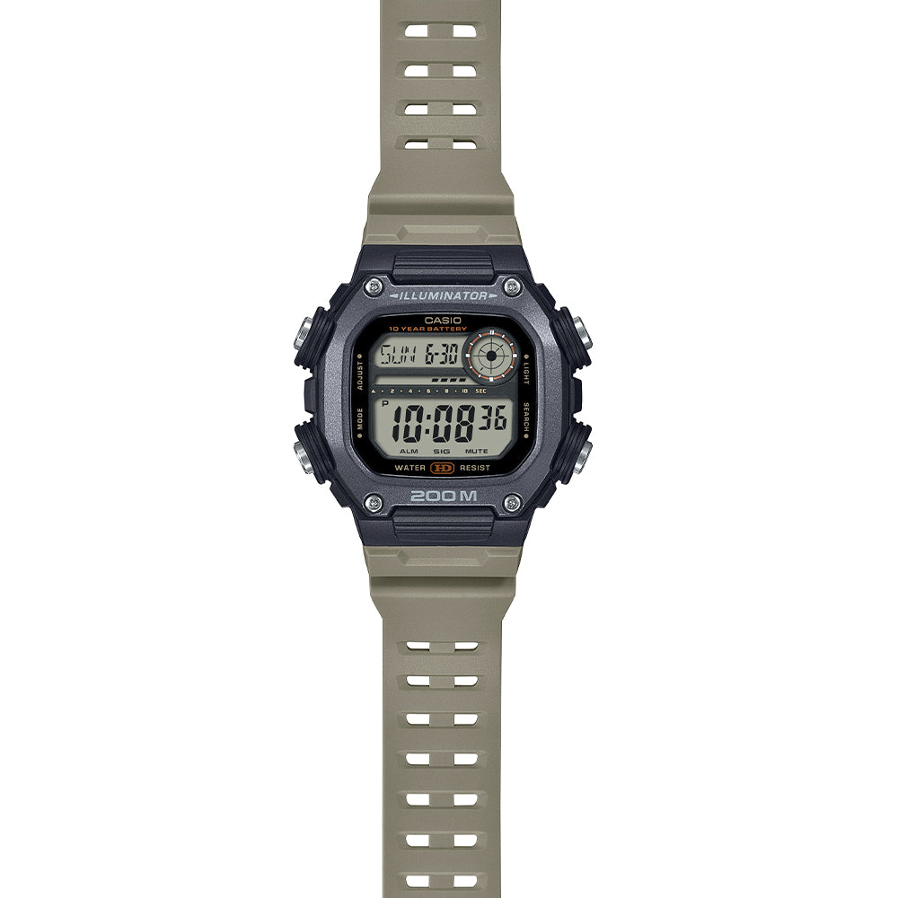Reloj de pulsera con correa de Resina Café con esfera de color Gris con estilo Deportivo resistencia al agua de 200metros