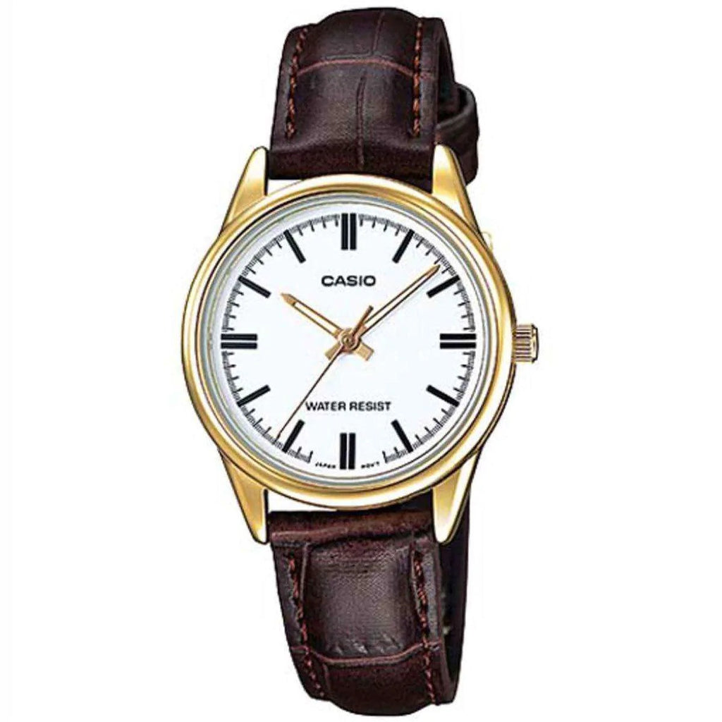 Reloj de pulsera con correa de Cuero Café con esfera de color Blanco con estilo Clásico resistencia al agua de 30 metros
