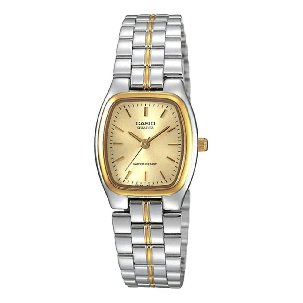 Reloj de pulsera con correa de Acero inoxidable Plateado con esfera de color Dorado con estilo Clásico resistencia al agua de 30 metros