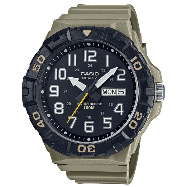Reloj de pulsera con correa de Resina Café con esfera de color Negro con estilo Deportivo resistencia al agua de 100metros