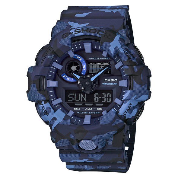 Reloj de pulsera con correa de Resina Azul con esfera de color Negro con estilo Urbano resistencia al agua de 200metros
