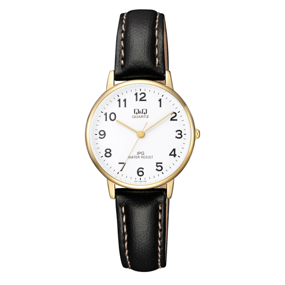 Reloj de pulsera con correa de Cuero Negro con esfera de color Blanco con estilo Clásico resistencia al agua de 50metros