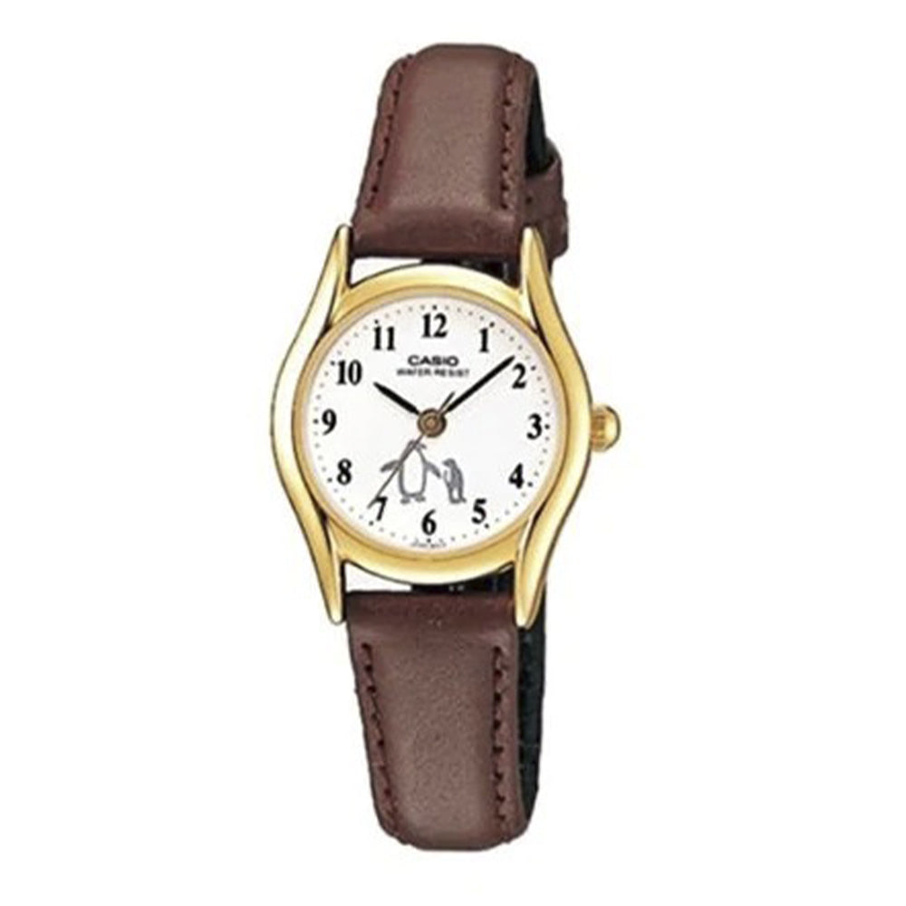 Reloj de pulsera con correa de Cuero Café con esfera de color Blanco con estilo Clásico resistencia al agua de 30 metros