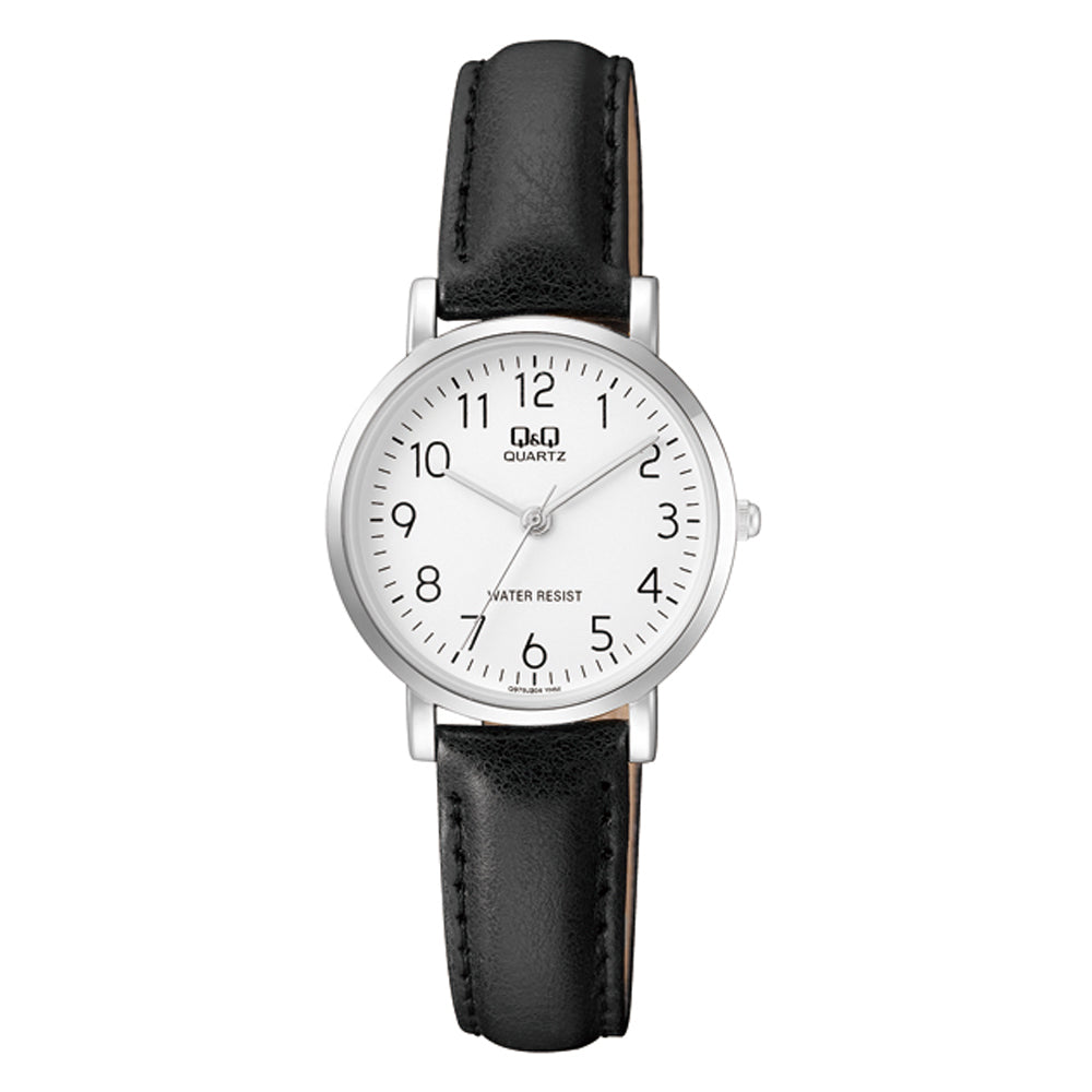 Reloj de pulsera con correa de Cuero Negro con esfera de color Blanco con estilo Casual resistencia al agua de 50metros