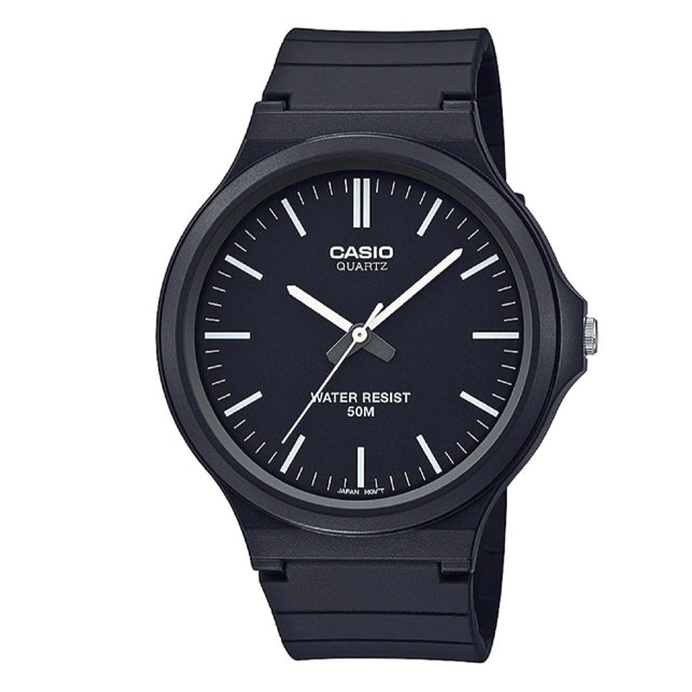 Reloj de pulsera con correa de Resina Negro con esfera de color Negro con estilo Clásico resistencia al agua de 50metros