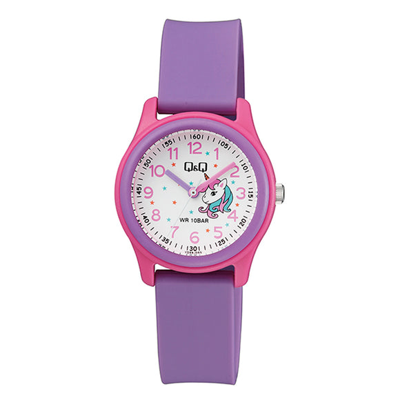 Reloj de pulsera con correa de Resina Morado con esfera de color Blanco con estilo Fashion resistencia al agua de 100metros