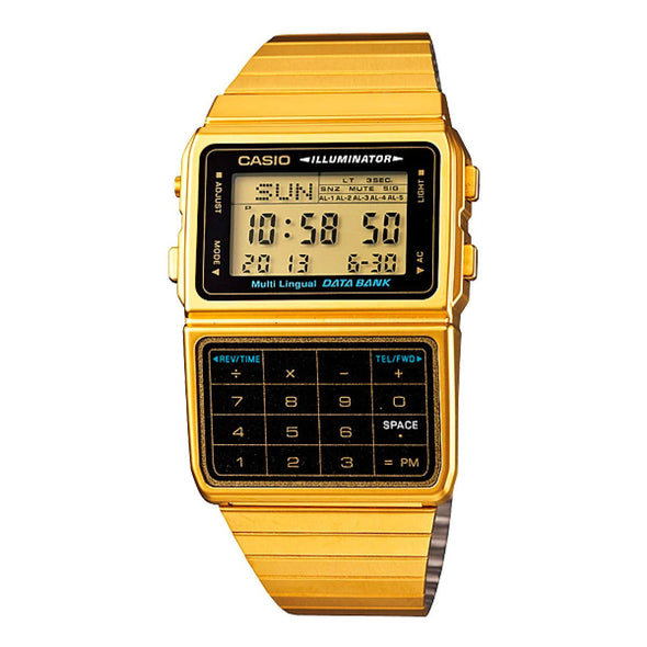 Reloj de pulsera con correa de Acero Inoxidable Dorado con esfera de color Dorado con estilo Vintage resistencia al agua de no