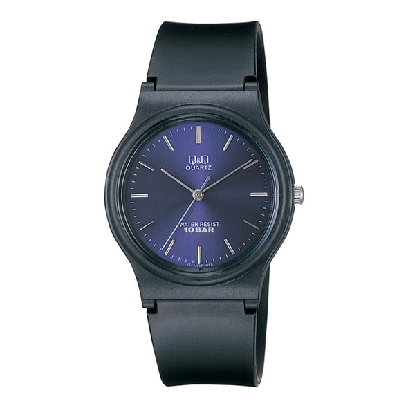 Reloj de pulsera con correa de Resina Negro con esfera de color Azul con estilo Fashion resistencia al agua de 100metros